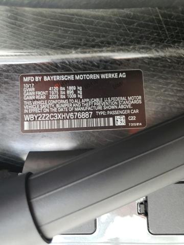 WBY2Z2C3XHV676887 - 2017 BMW I8 GRAY photo 10