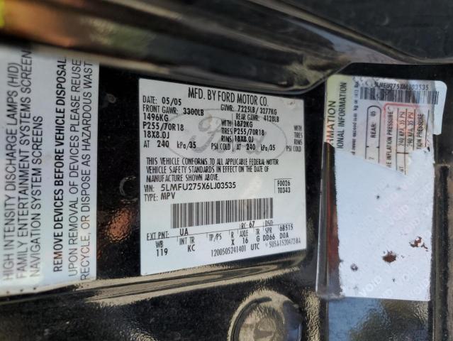 5LMFU275X6LJ03535 - 2006 LINCOLN NAVIGATOR შავი ფოტო 10