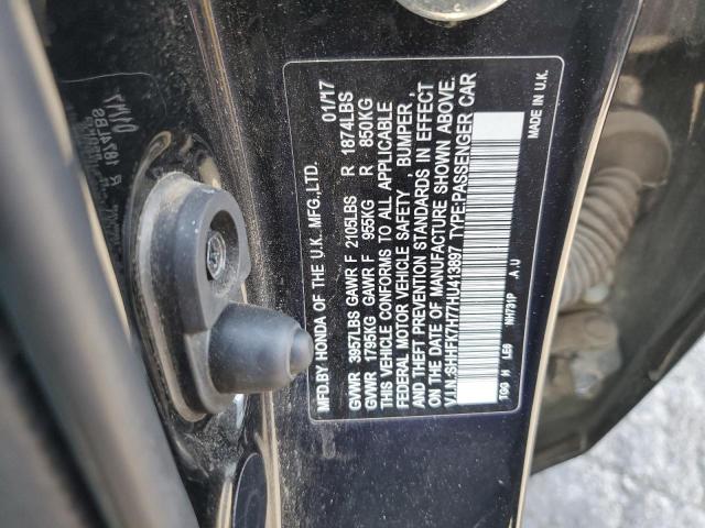 SHHFK7H77HU413897 - 2017 HONDA CIVIC EXL 黑色 照片 10