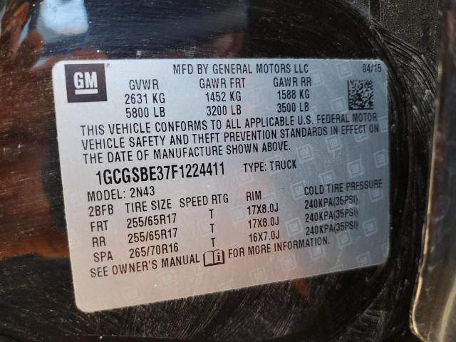 1GCGSBE37F1224411 - 2015 CHEVROLET COLORADO L BLACK photo 10