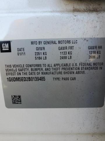 1G6DM5ED2B0139485 - 2011 CADILLAC CTS PERFOR თეთრი ფოტო 10