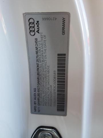 WAUVVAFR3CA008589 - 2012 AUDI S5 PRESTIG WHITE photo 10