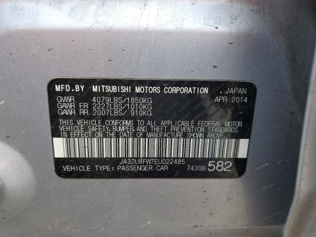 JA32U8FW7EU022485 - 2014 MITSUBISHI LANCER GT SILVER photo 10