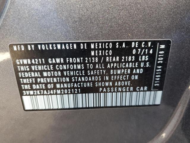 3VW2K7AJ4FM202121 - 2015 VOLKSWAGEN JETTA BASE 石墨色 照片 10