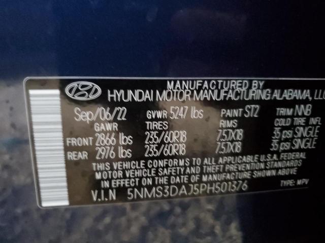 5NMS3DAJ5PH501376 - 2023 HYUNDAI SANTA FE P BLUE photo 10