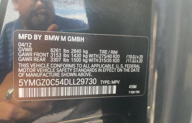 5YMGZ0C54DLL29730 - 2013 BMW X6 M BLUE photo 10