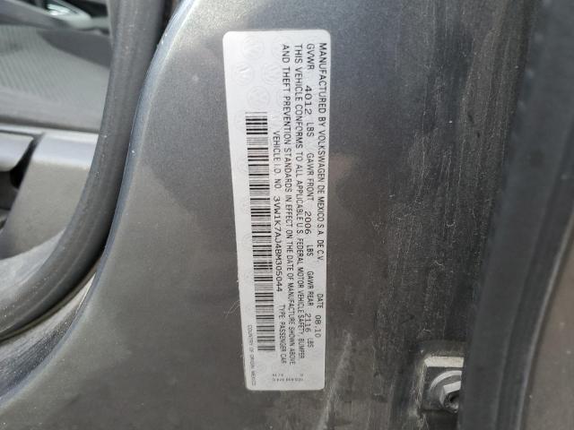 3VW1K7AJ4BM305044 - 2011 VOLKSWAGEN JETTA BASE 灰色 照片 10