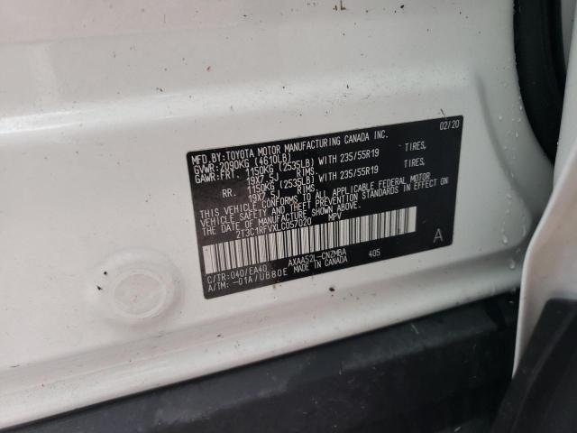 2T3C1RFVXLC057020 - 2020 TOYOTA RAV4 XLE P WHITE photo 10