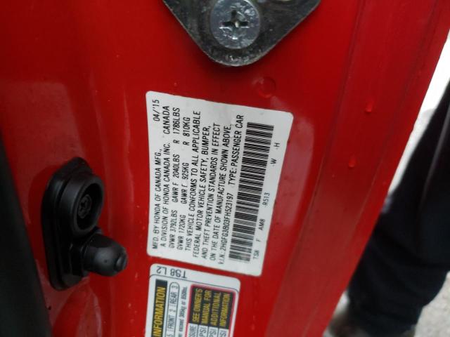 2HGFG3B03FH523197 - 2015 HONDA CIVIC EXL Qırmızı foto 10