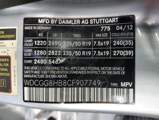 WDCGG8HB8CF907749 - 2012 MERCEDES-BENZ GLK 350 4M SILVER photo 10