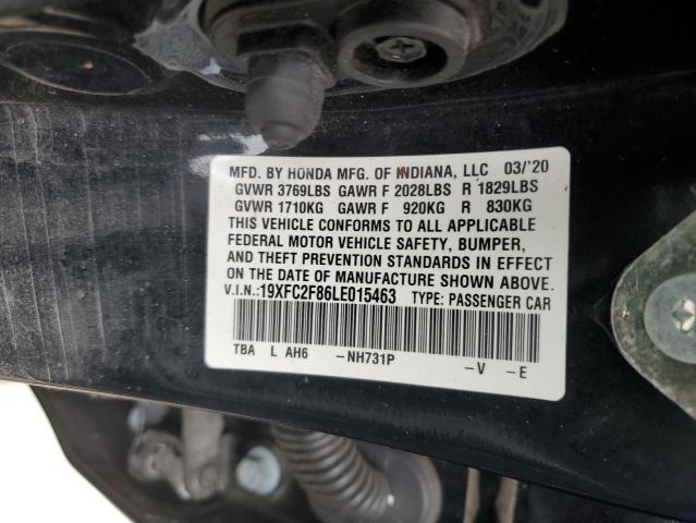 19XFC2F86LE015463 - 2020 HONDA CIVIC SPOR 黑色 照片 10