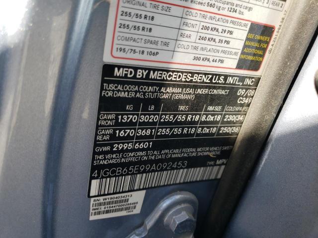 4JGCB65E99A092453 - 2009 MERCEDES-BENZ R 350 4MAT BLUE photo 10