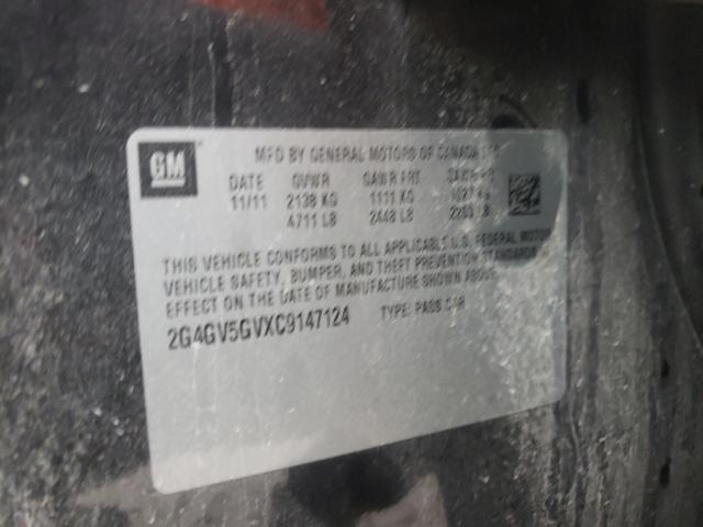 2G4GV5GVXC9147124 - 2012 BUICK REGAL GS Қара фото 10