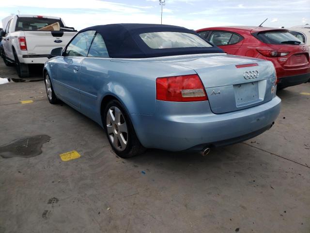 WAUAC48H15K011305 - 2005 AUDI A4 1.8 CAB BLUE photo 3