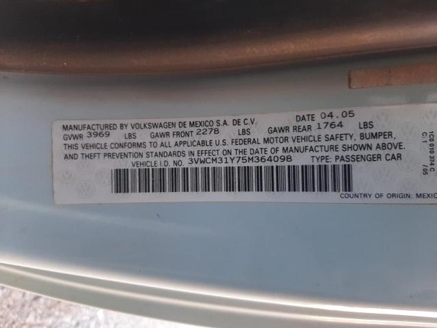 3VWCM31Y75M364098 - 2005 VOLKSWAGEN NEW BEETLE 青绿色 照片 10