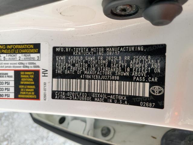 4T1BK1EBXJU275898 - 2018 TOYOTA AVALON XLE WHITE photo 10