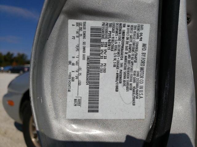 1MEFM53S9WA636524 - 1998 MERCURY SABLE LS P SILVER photo 10