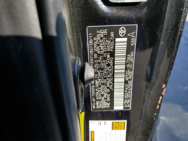 JTKJF5C7XC3024892 - 2012 TOYOTA SCION TC Siyah fotoğraf 10