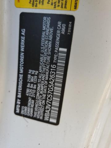 WBA3V7C57G5A26316 - 2016 BMW 428 I SULE WHITE photo 10