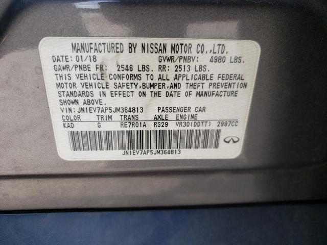 JN1EV7AP5JM364813 - 2018 INFINITI Q50 LUXE GRAY photo 10