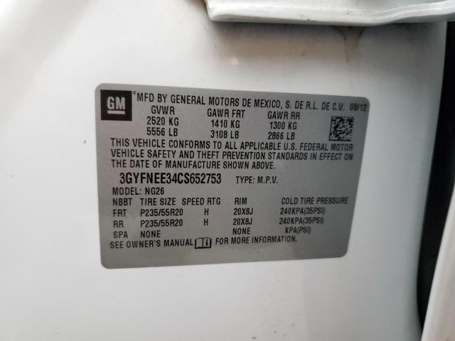 3GYFNEE34CS652753 - 2012 CADILLAC SRX PERFOR 白色 照片 10