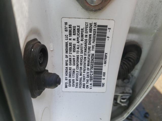 19XFC1F76GE034294 - 2016 HONDA CIVIC EXL 白色 照片 10