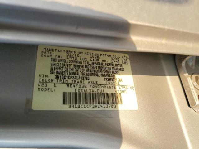 3N1BC1CP3AL413780 - 2010 NISSAN VERSA S SILVER photo 10