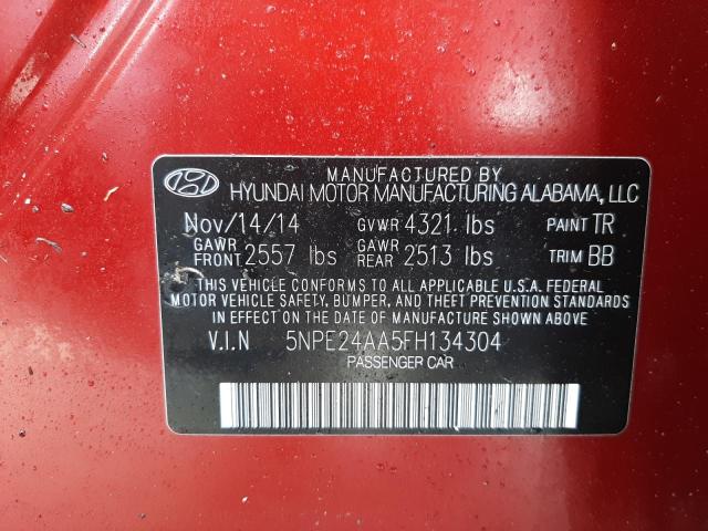 5NPE24AA5FH134304 - 2015 HYUNDAI SONATA ECO MAROON photo 10