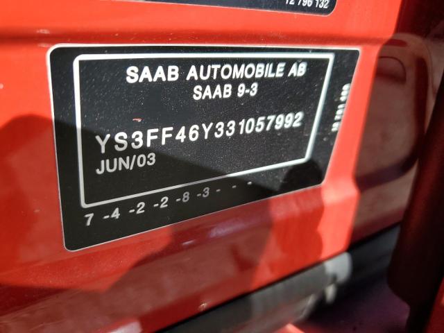 YS3FF46Y331057992 - 2003 SAAB 9-3 VECTOR RED photo 10