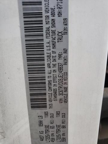 3C6TRVDG9JE149837 - 2018 RAM PROMASTER WHITE photo 10