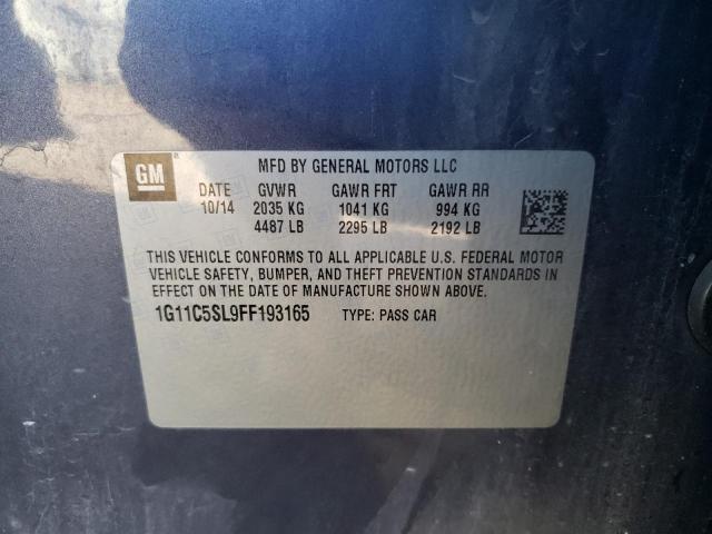 1G11C5SL9FF193165 - 2015 CHEVROLET MALIBU 1LT ლურჯი ფოტო 10