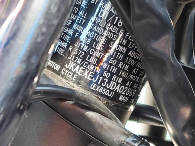 JKAEXEJ13JDA02869 - 2018 KAWASAKI EX650 J ლურჯი ფოტო 10