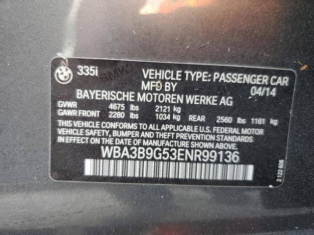 WBA3B9G53ENR99136 - 2014 BMW 335 XI BLACK photo 10