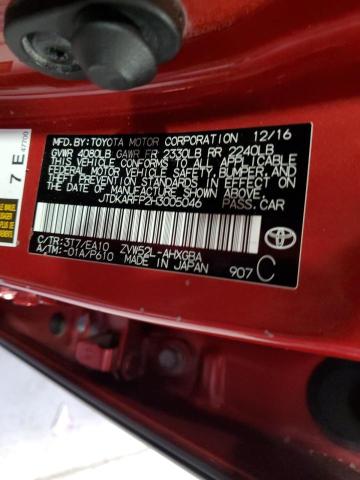 JTDKARFP2H3005046 - 2017 TOYOTA PRIUS PRIM 红色 照片 10