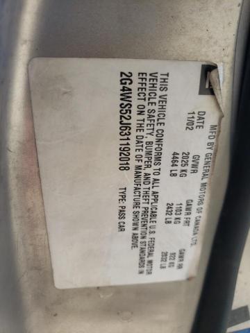 2G4WS52J631192018 - 2003 BUICK CENT CUST GOLD photo 10