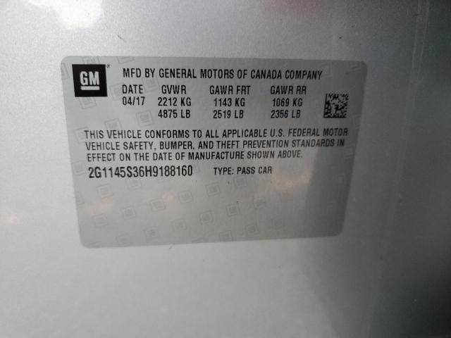 2G1145S36H9188160 - 2017 CHEVROLET IMPALA PRE 银色 照片 10