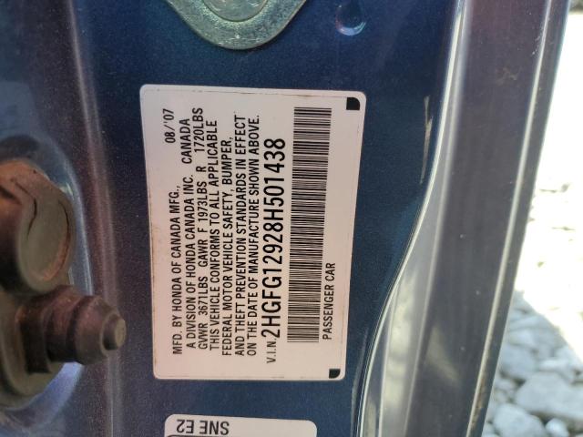 2HGFG12928H501438 - 2008 HONDA CIVIC EXL Mavi foto 10