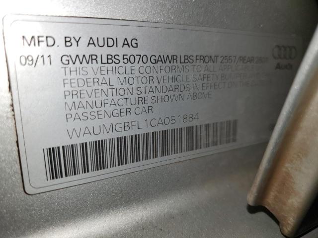 WAUMGBFL1CA051884 - 2012 AUDI S4 PRESTIG SILVER photo 10