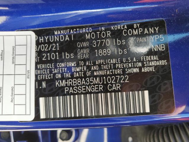 KMHRB8A35MU102722 - 2021 HYUNDAI VENUE SE BLUE photo 13