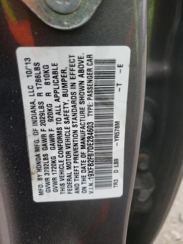 19XFB2F97DE284603 - 2013 HONDA CIVIC EXL Boz foto 10