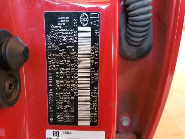 2T1KE40E39C003247 - 2009 TOYOTA MATRIX RED photo 10