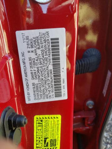 19UUB2F59JA012400 - 2018 ACURA TLX TECH RED photo 10