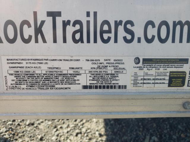 4YMBC122XNT018268 - 2022 CARR TRAILER WHITE photo 10