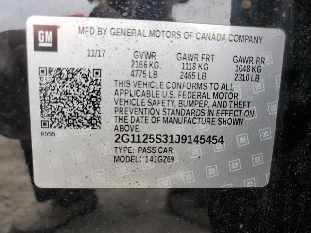 2G1125S31J9****** - 2018 CHEVROLET IMPALA PRE შავი ფოტო 10