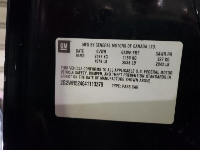 2G2WR524641113379 - 2004 PONTIAC GRAND PRIX შავი ფოტო 10