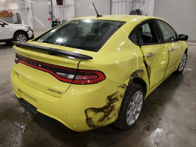 1C3CDFCA7DD174028 - 2013 DODGE DART LIMIT YELLOW photo 4