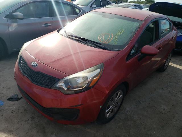 KNADM4A39E6370452 - 2014 KIA RIO LX RED photo 2