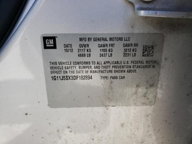 1G11J5SX3DF182894 - 2013 CHEVROLET MALIBU LTZ ვერცხლისფერი ფოტო 10