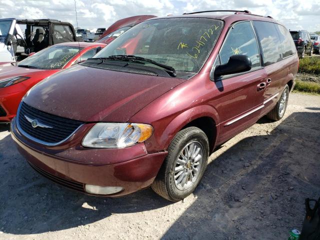 2C8GP64L42R797376 - 2002 CHRYSLER TOWN & COU MAROON photo 2