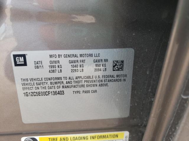 1G1ZC5E00CF136403 - 2012 CHEVROLET MALIBU 1LT 棕色 照片 10